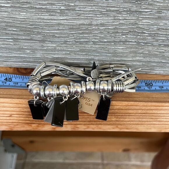 Silver Black and Silver Charms Erica Lyons Fashion Bracelet $16ea / 3 for $25 - Picture 5 of 8